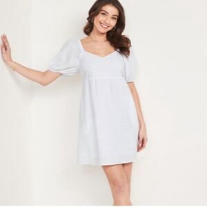 NEW Old Navy White Dress XL Puff Sleeves Lined